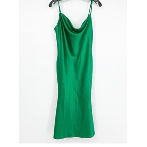 Akira Green Spagatti Strap Cowl Neck Knee Length Sheath Dress Size Small,